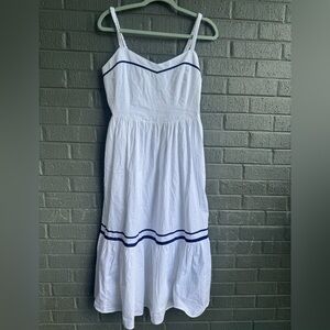 J.Crew White Smocked Bodice Dress